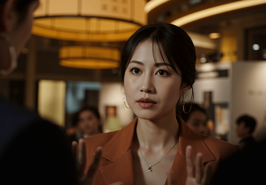 Amanda, branding and PR consultant at NiHow Global Marketing Agency, engaging in brand communication and public relations at a professional event.｜Amanda，NiHow Global 行銷公司品牌與公關顧問，在專業活動現場參與品牌溝通與公關互動。