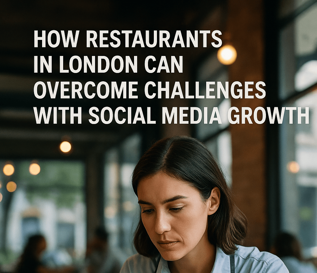 英文: Restaurant owner in apron working on laptop and smartphone in a modern London café, planning social media marketing growth strategies with NiHow Global Digital Marketing Agency. 中文: 倫敦餐廳經理身穿圍裙,在現代咖啡廳內一邊用筆電一邊用手機,規劃社群媒體成長行銷策略,與 NiHow Global 數位行銷顧問公司合作。